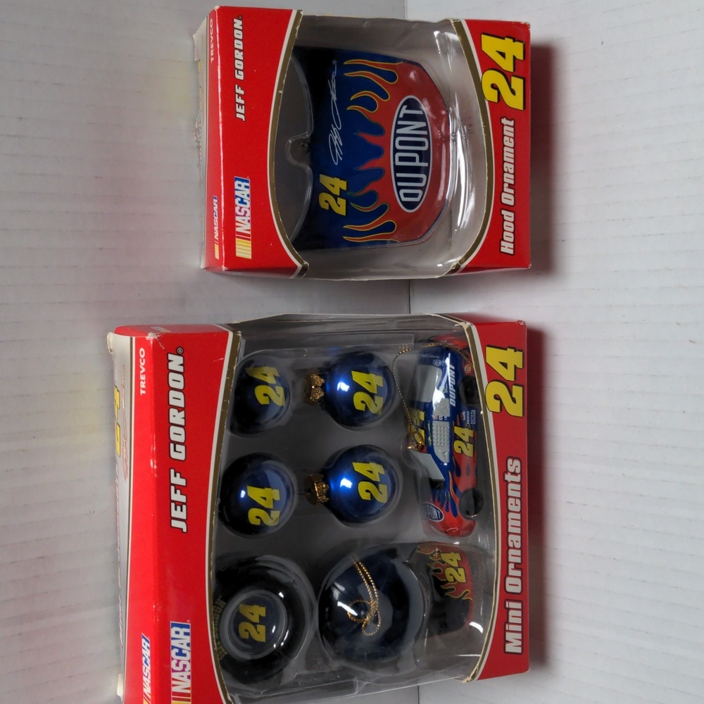 NASCAR Jeff Gordon 24 Mini And Hood Christmas Ornaments Blue